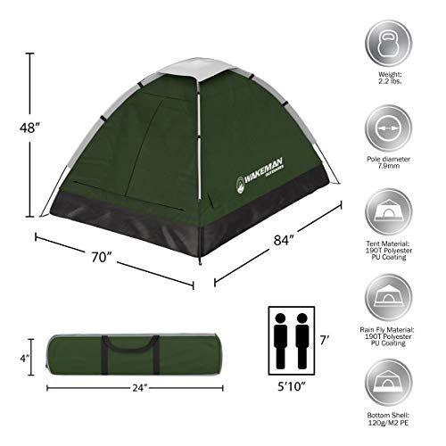2 Person Camping Tent with Rain Fly and Carrying Bag Q867629