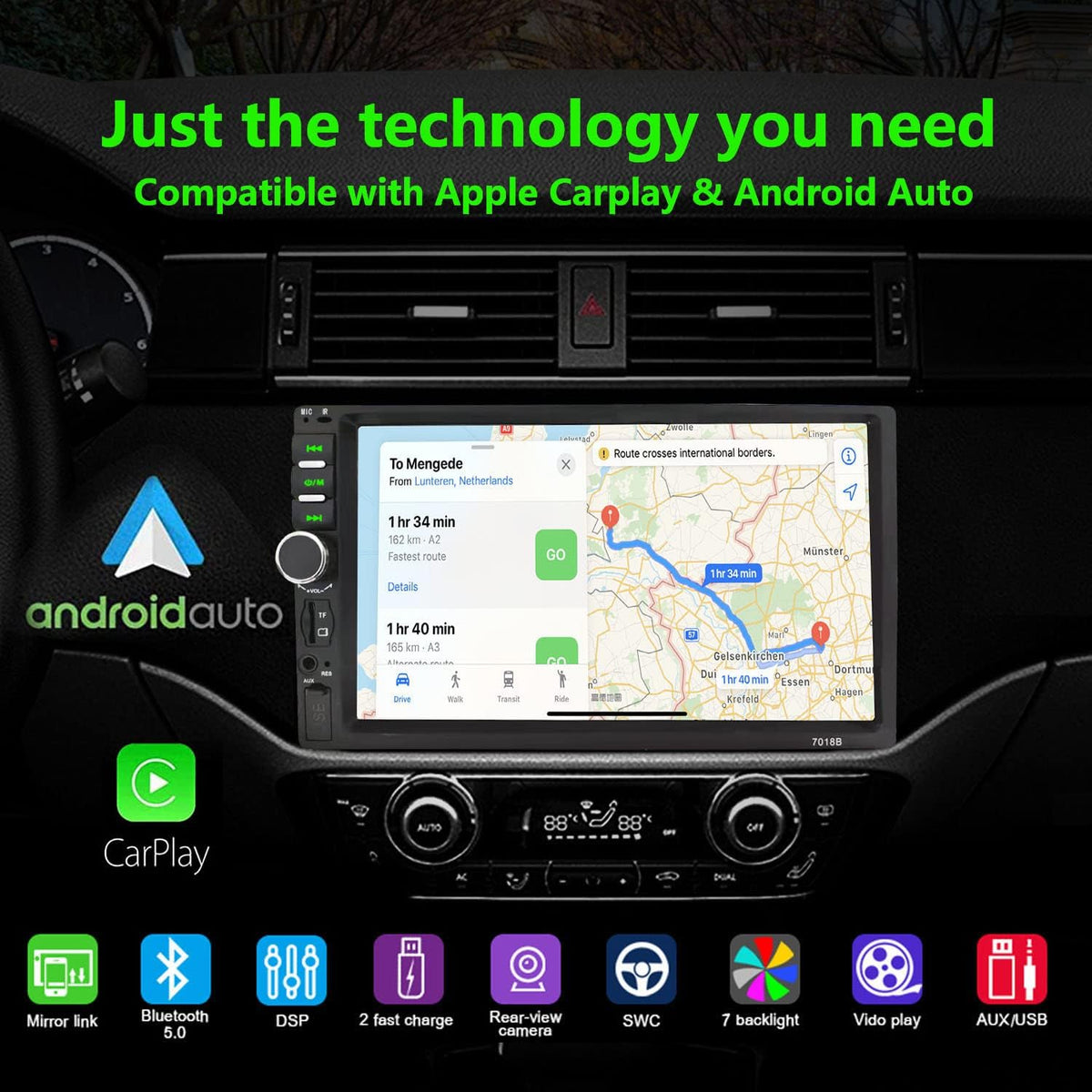 Double Din Car Stereo with Bluetooth and Backup Camera D259