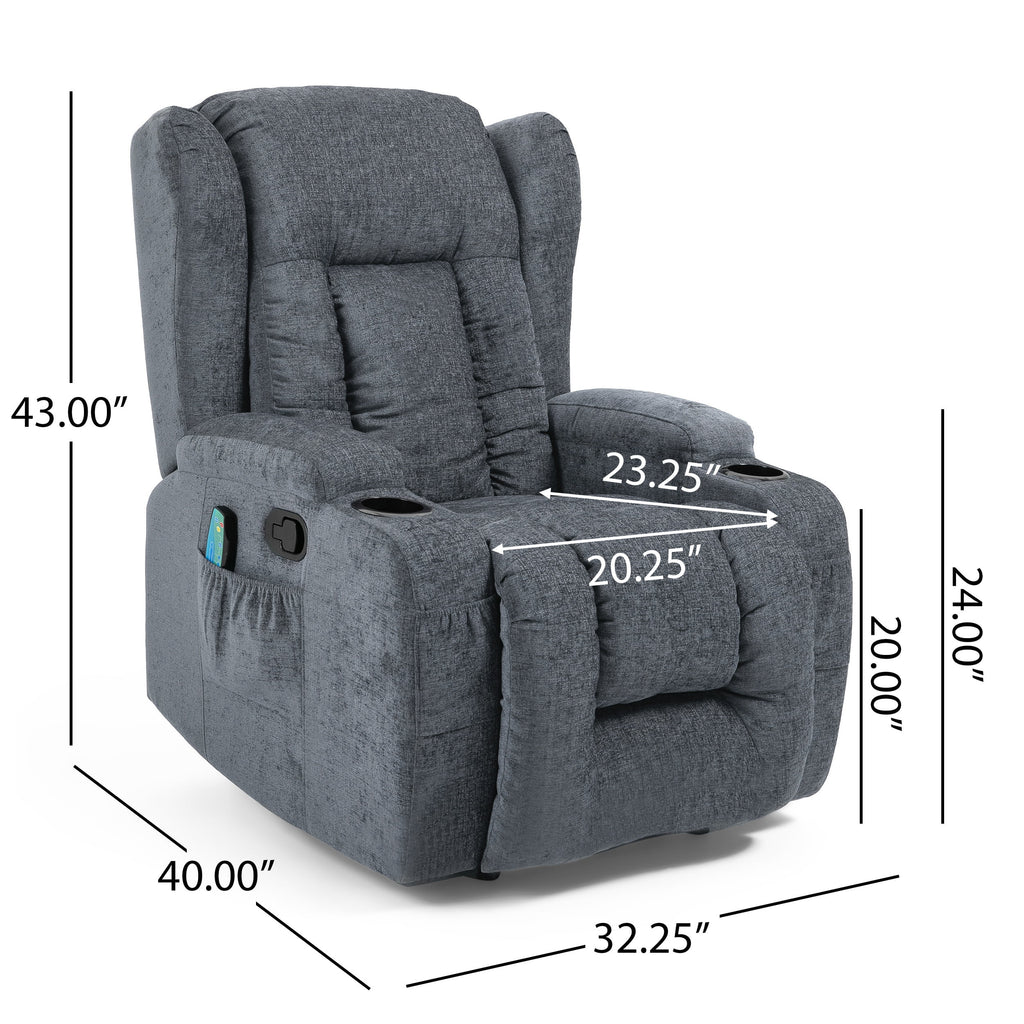 Charcoal Fabric Tufted Massage Recliner D605305