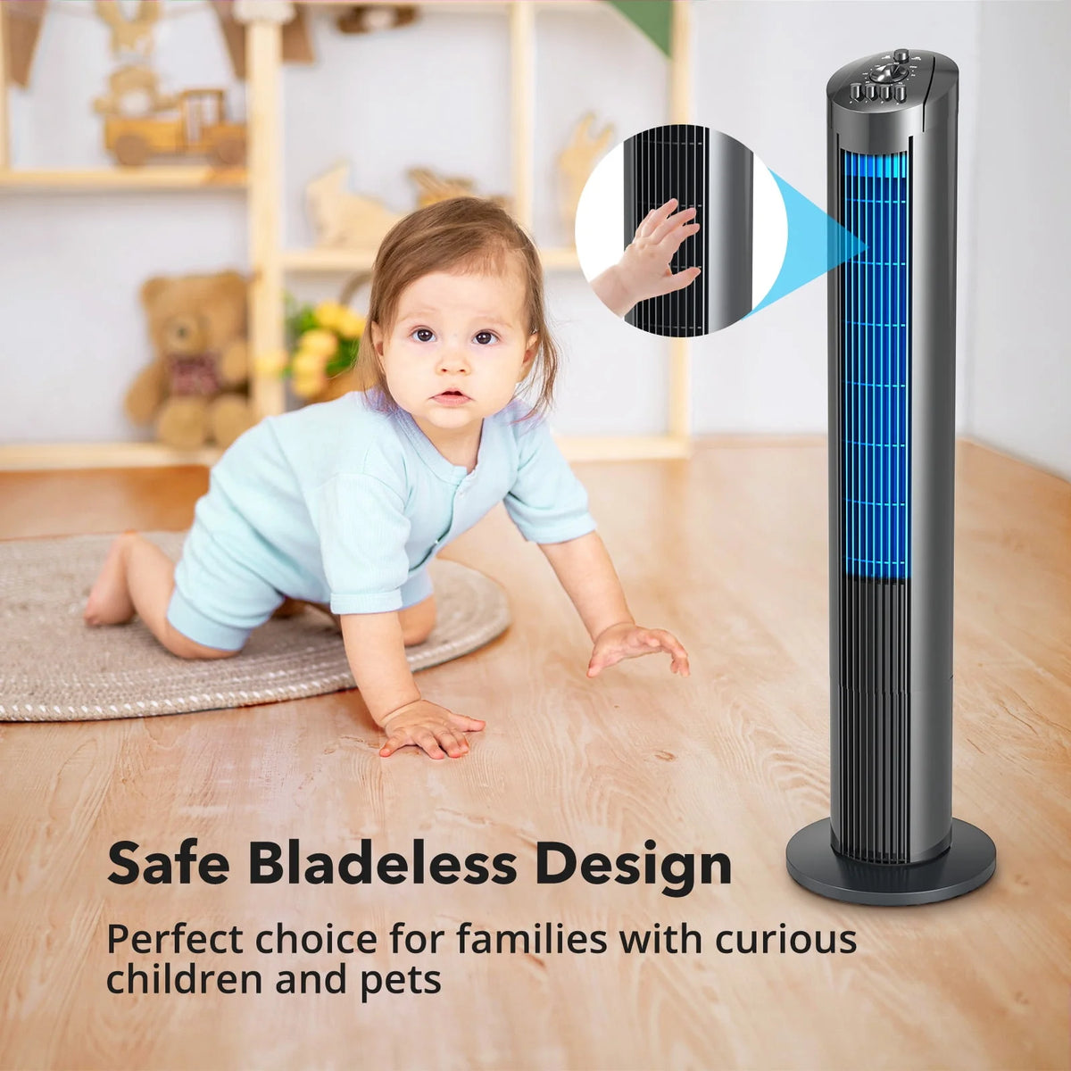 36" Oscillating Tower Fan, 3 Speeds, Timer K185217