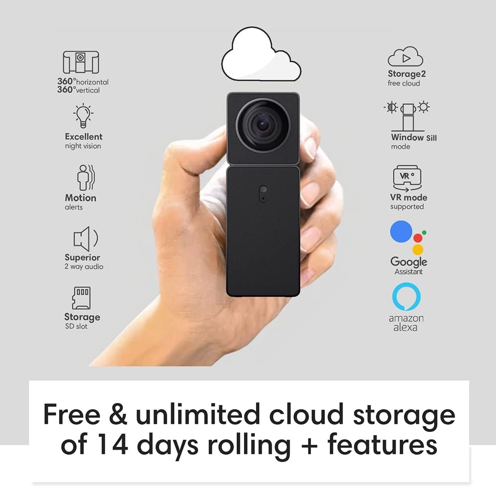 Indoor Security Camera, 1080P HD WiFi, 2 Cams Built-in 1, 360, Motion Detection, Night Vision, 2-Way Audio K79006