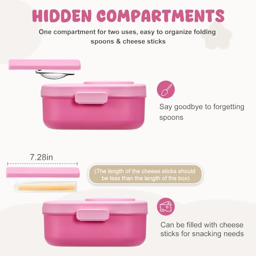Bento Lunch Box for Kids, 4 Compartments, 12oz Soup Thermo, BPA Free, Leak proof, Blue Q91991