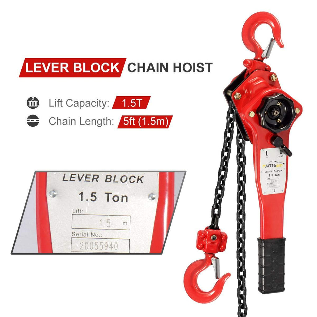 3300LBS Capacity Lever Hoist Come Along with 2 Heavy Duty Hooks, Pack of 2 G58918