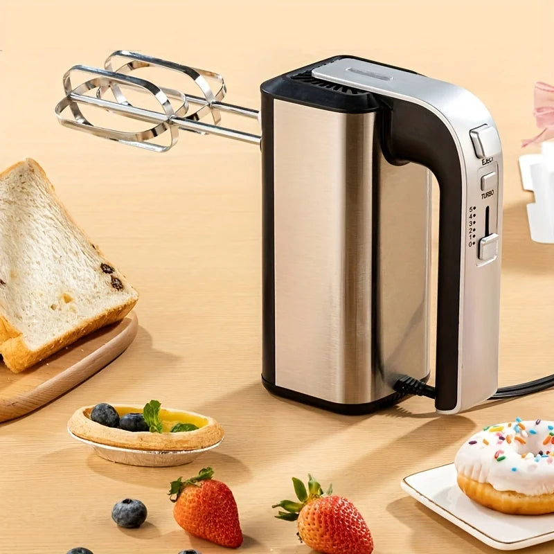 300W Electric Hand Mixer with Stainless Steel Accessories D4325