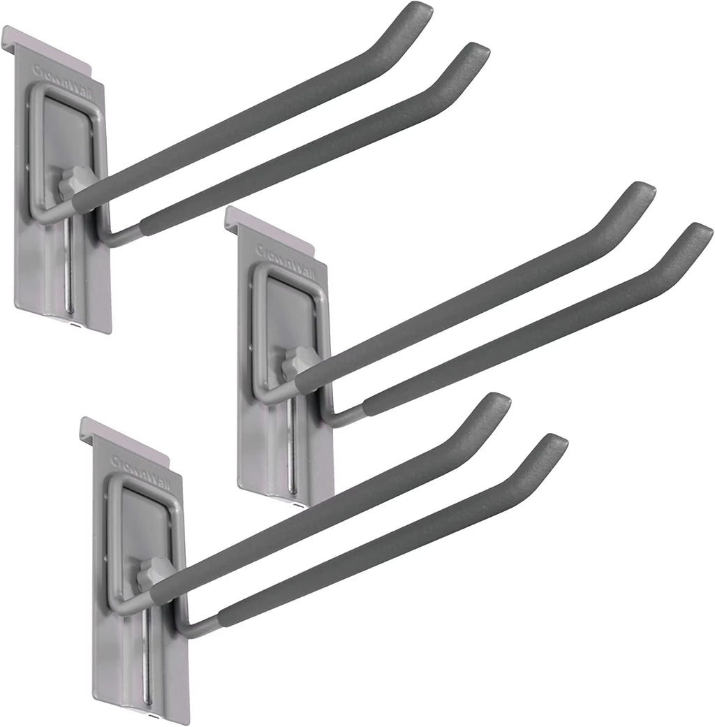 Slat Wall Storage Organizer with 8 Inch Locking Double Hooks (3 Pack) G15922