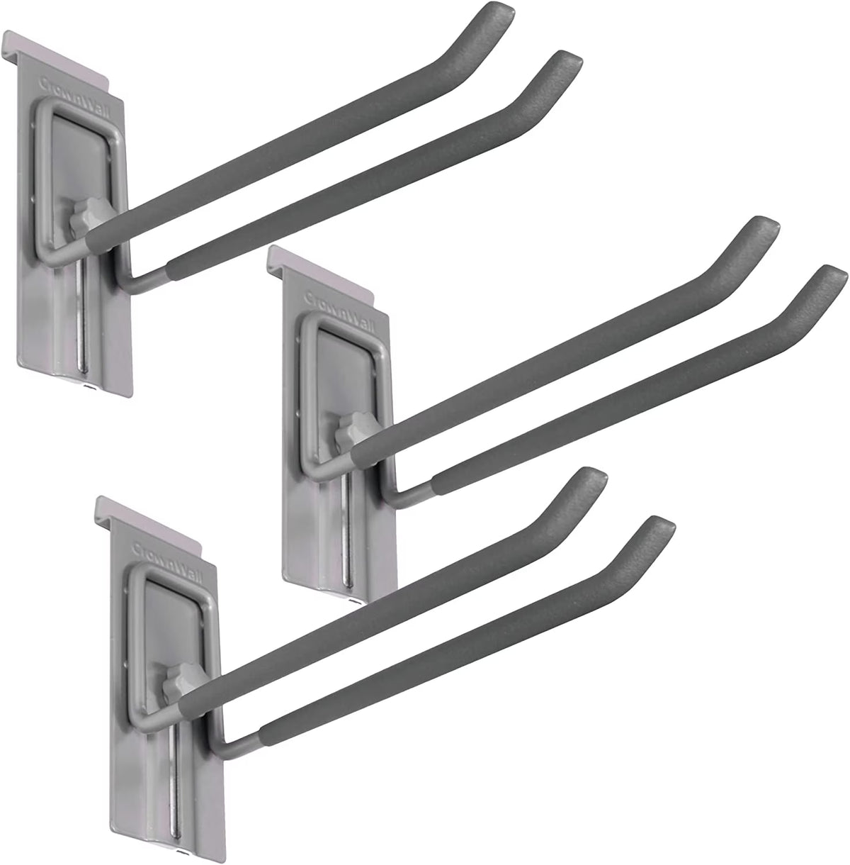Slat Wall Storage Organizer with 8 Inch Locking Double Hooks (3 Pack) G15922