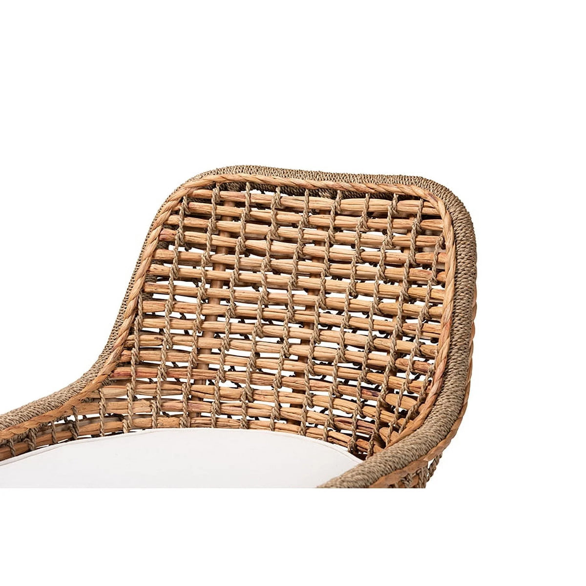 Natural Brown Woven Rattan Dining Side Chair With Cushion U589163