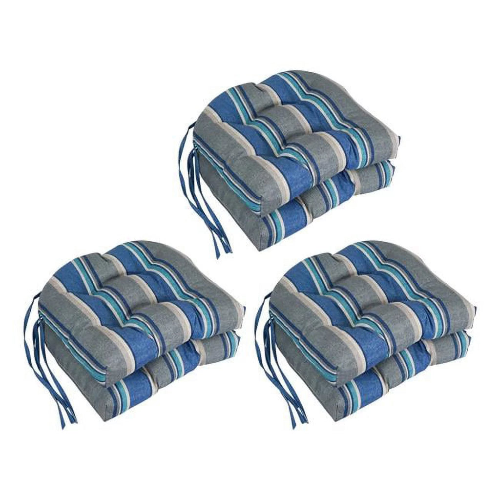 Set of 6 Spun Polyester U-Shaped Outdoor Dining Chair Cushions F5119