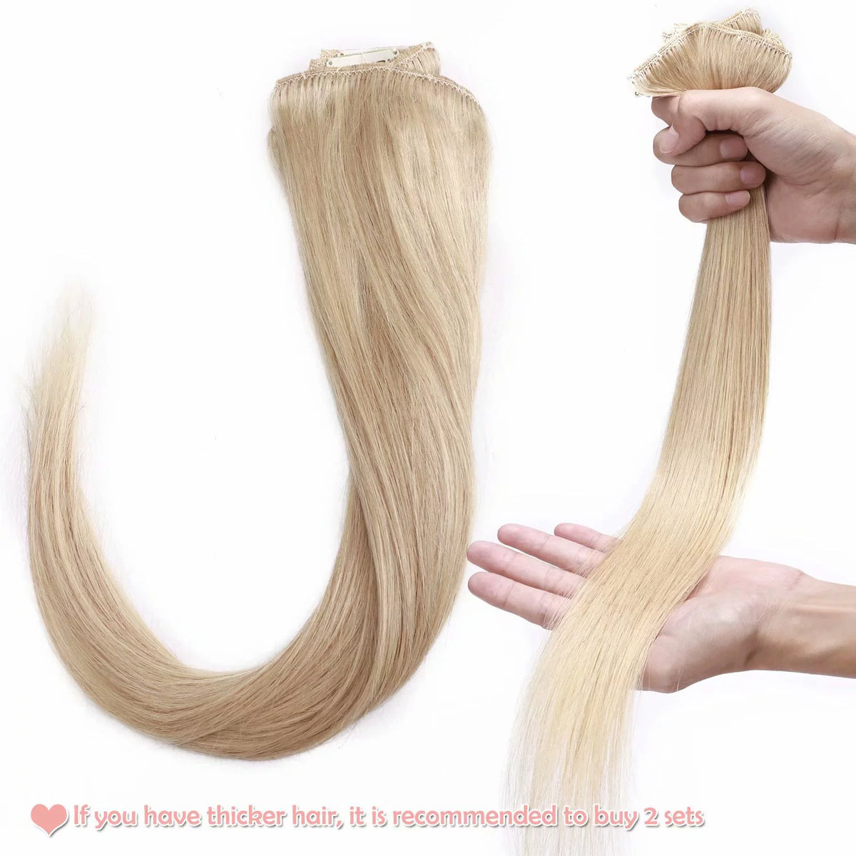 Human Hair Extensions Clip In Natural Blonde Straight H4075