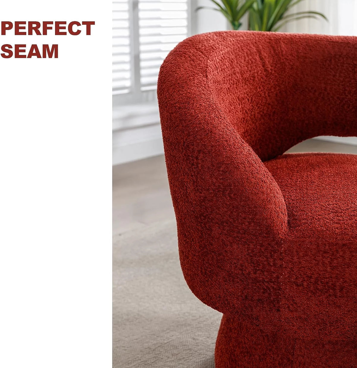 Round Swivel Fuzzy Teddy Barrel Accent Chair D88141