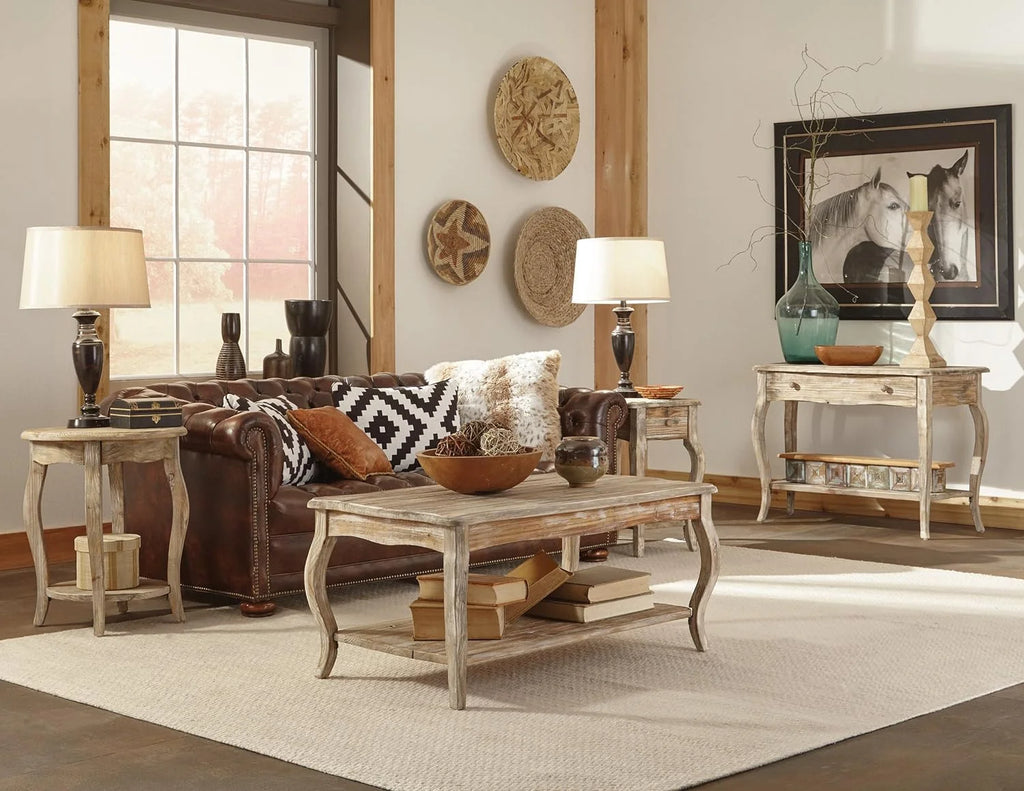 Reclaimed Wood Round End Table T3914