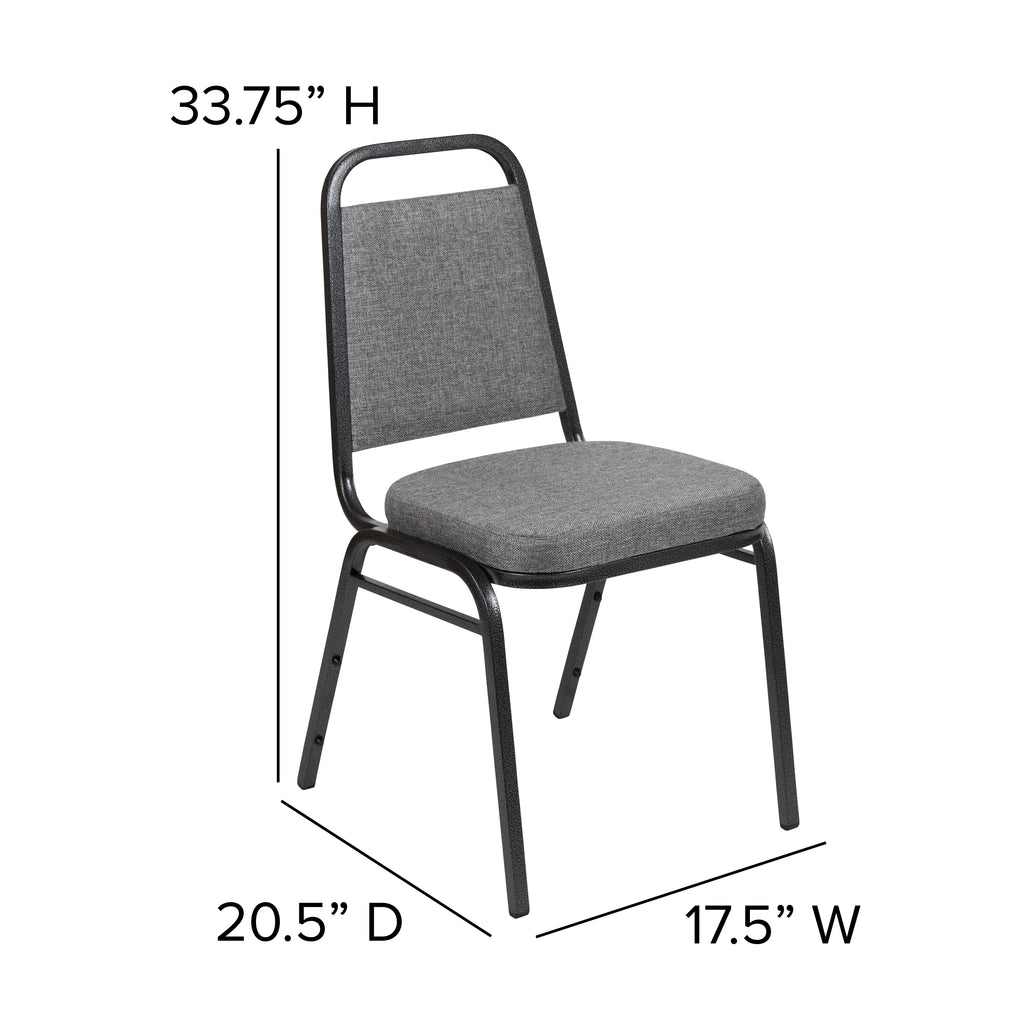 4 Pack Trapezoid Banquet Stack Chair, Gray Fabric/Silver Vein Frame F86191