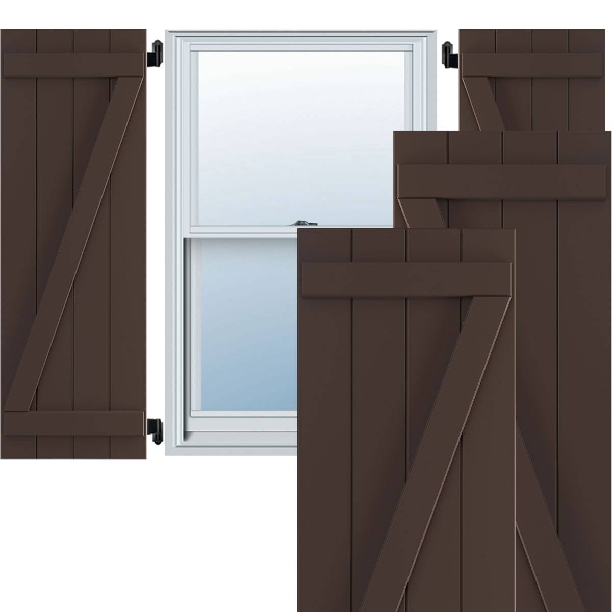 Raisin Brown PVC Board and Batten Shutters B746906