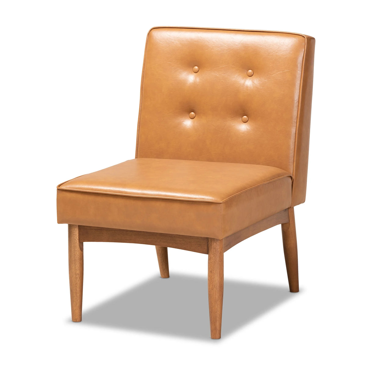Tan Faux Leather Upholstered Wood Dining Chair I225