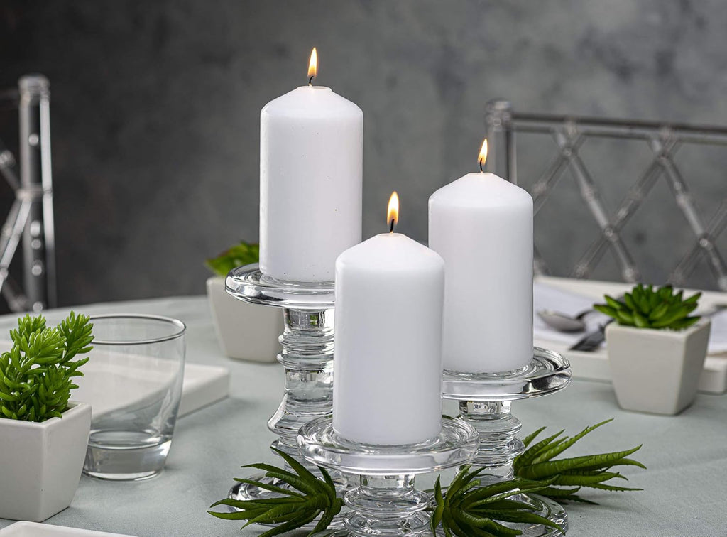 White Pillar Candles Set of 20 Unscented Dripless F491