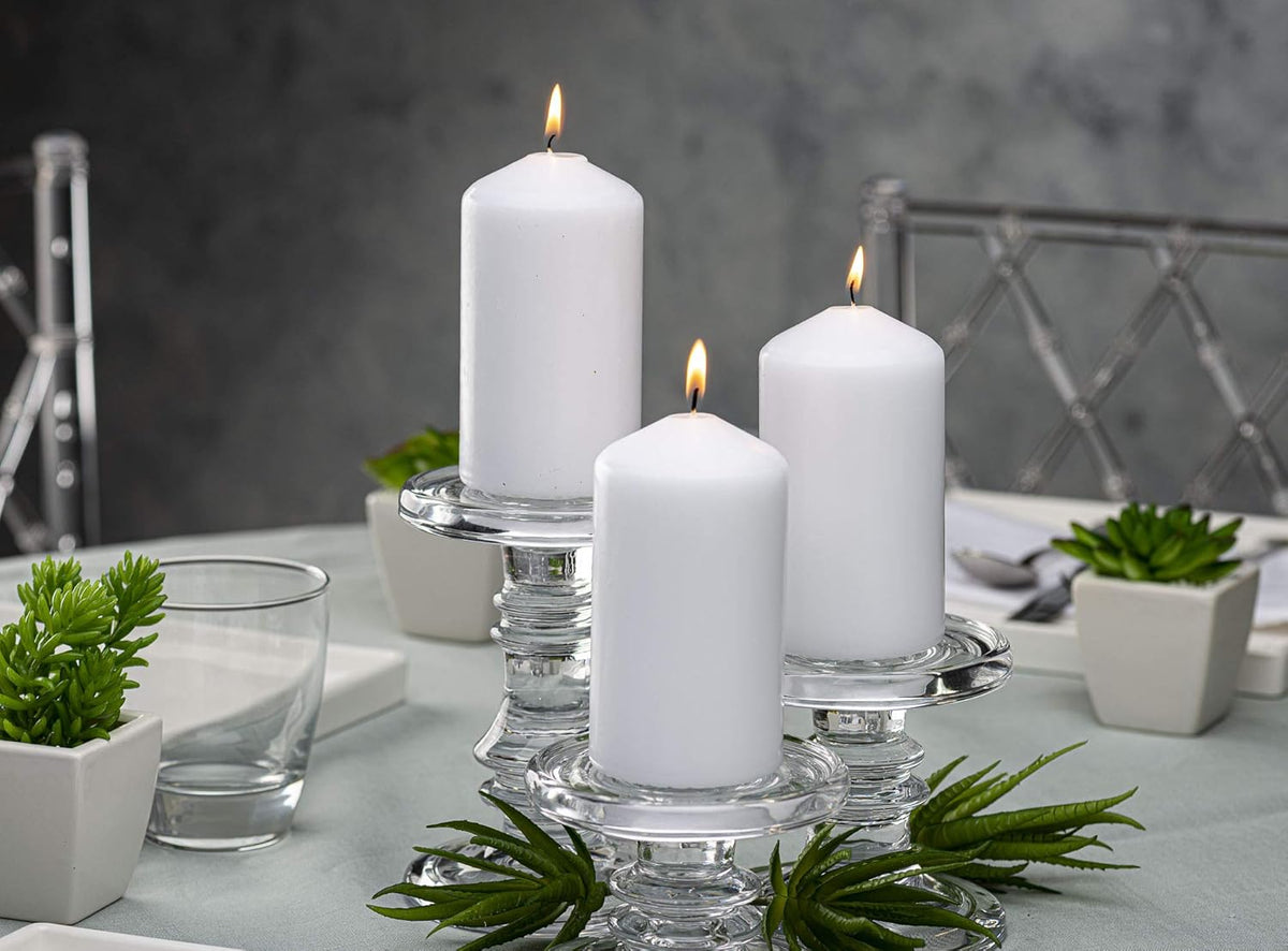 White Pillar Candles Set of 20 Unscented Dripless F491