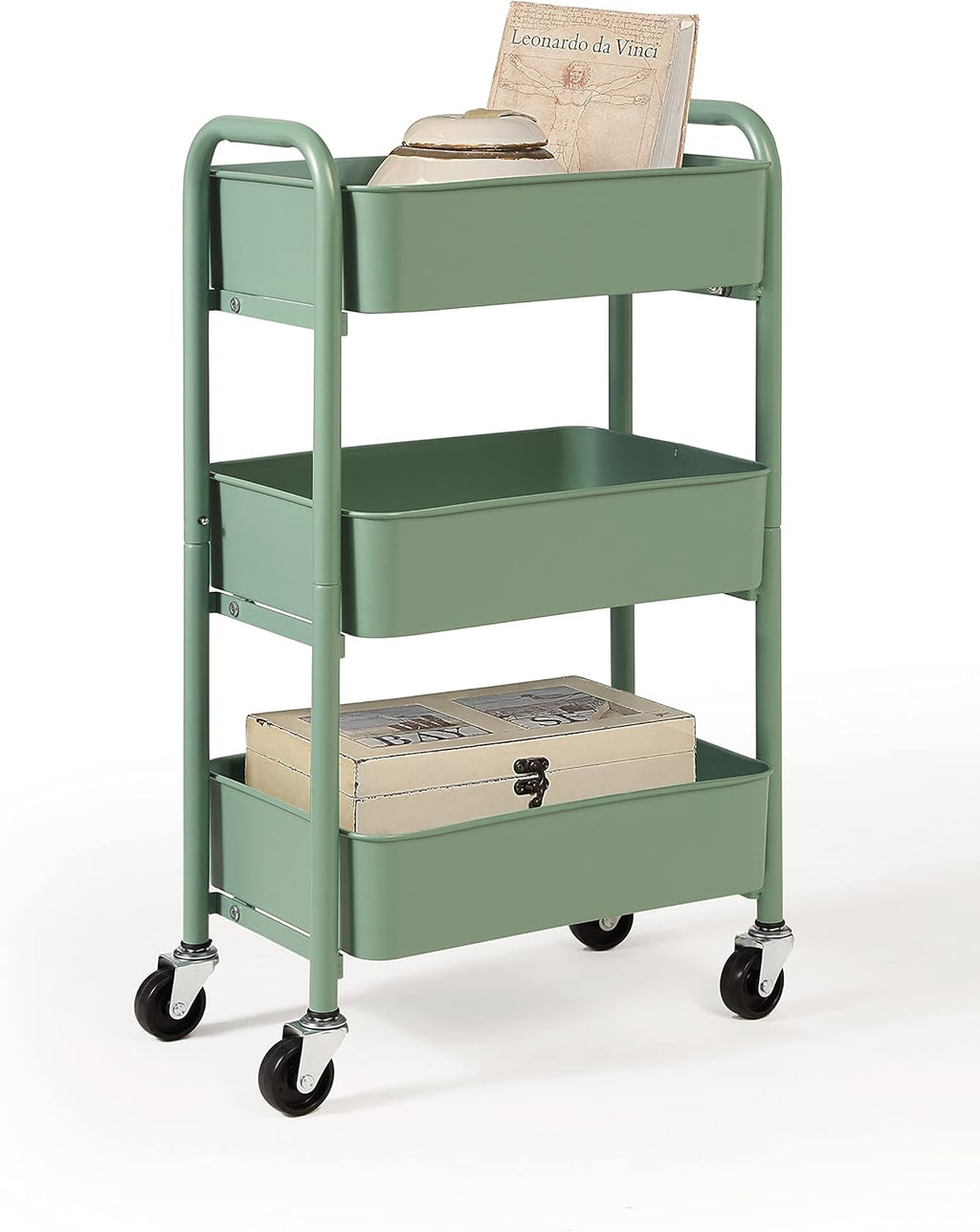 3-Tier Rolling Metal Storage Cart with Caster Wheels X161792