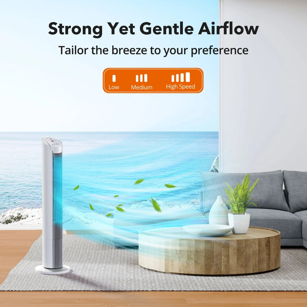 36" Oscillating Tower Fan, 3 Speeds, Timer K185217