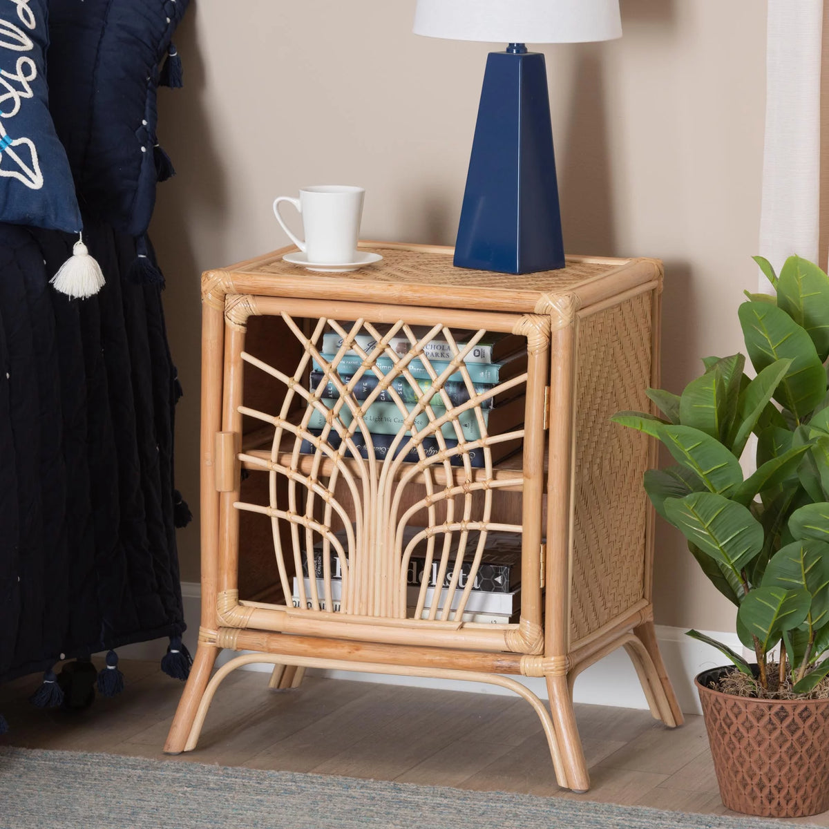 Natural Brown Rattan Nightstand C4021