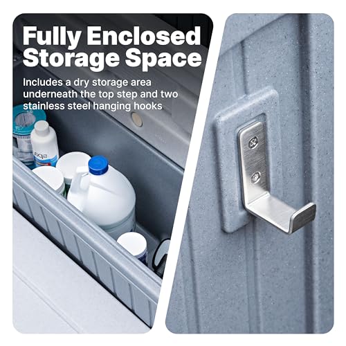 Gray 2-Step Storage Stool with Handrails T835409