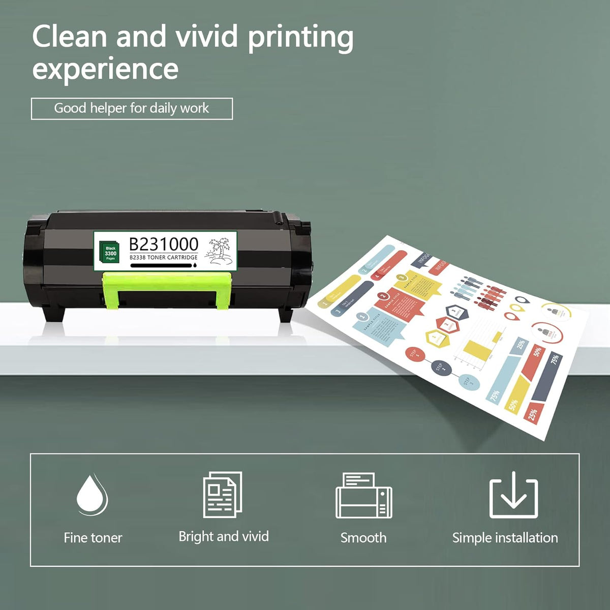 Black Remanufactured Toner Cartridge for Lexmark Printer H324