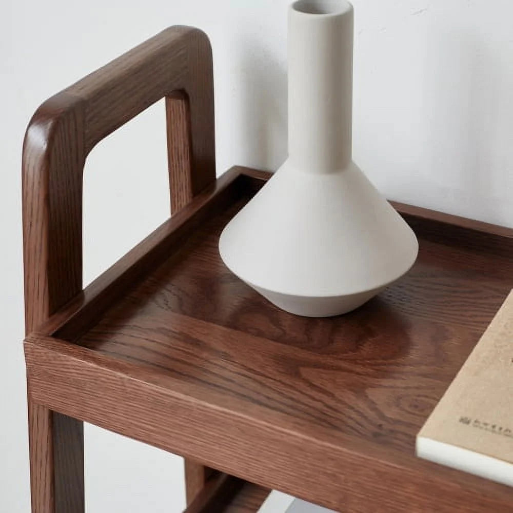 Walnut Oak 3-Tier Storage Bench Shoe Rack Y185