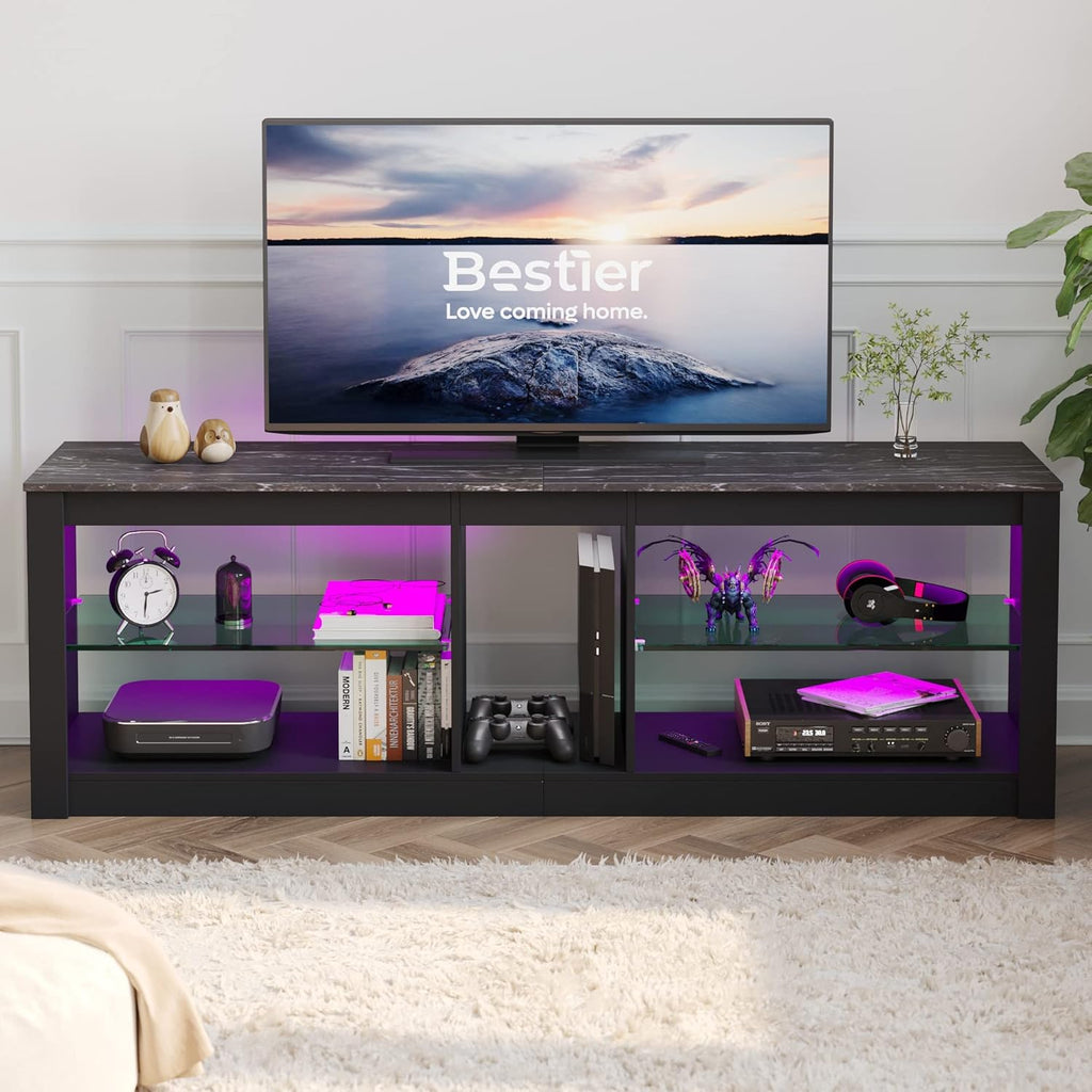 Rustic Brown 42 Inch TV Stand with Glass Shelf B933002