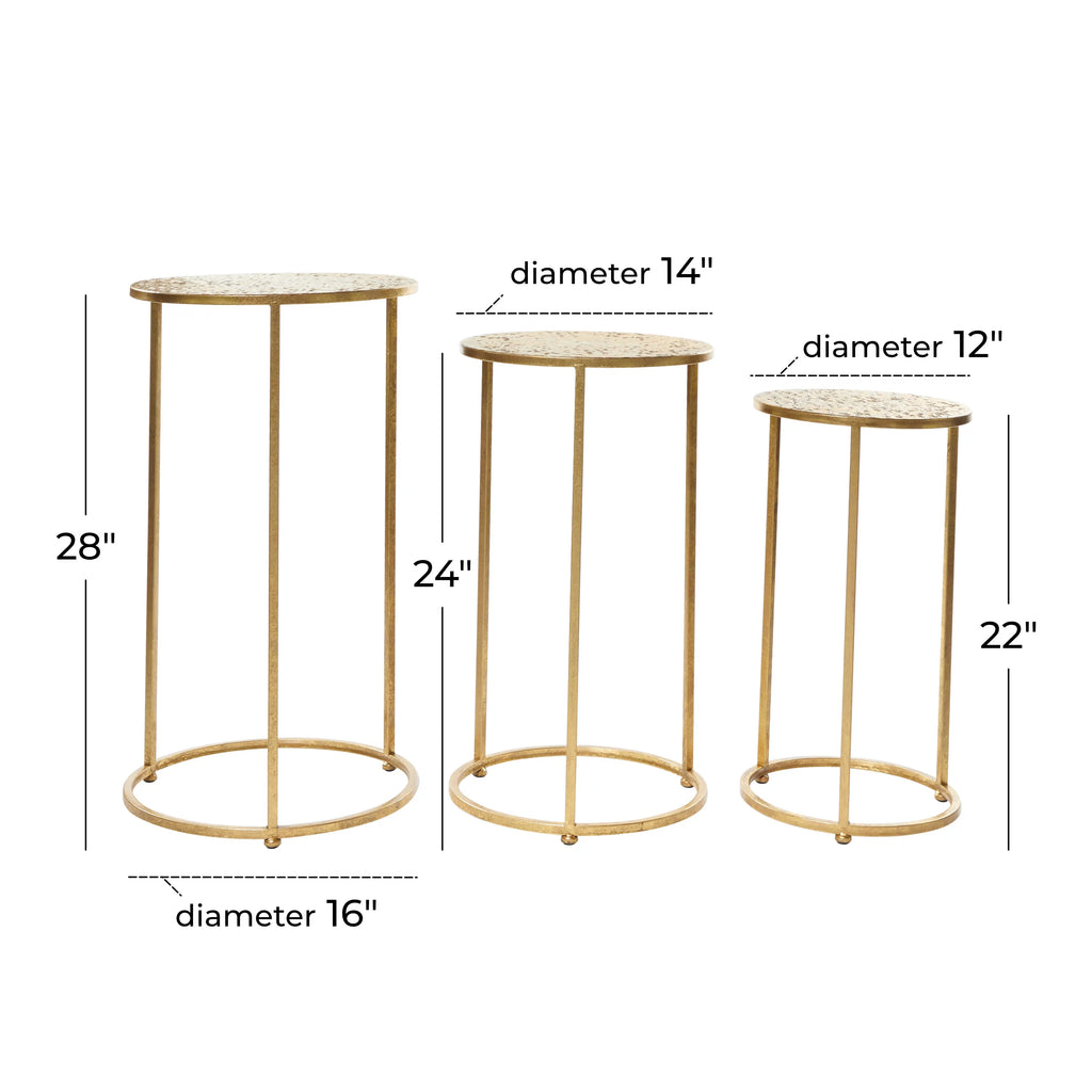 16" x 28" Gold Metal Nesting Accent Table, 3-Pieces W900671