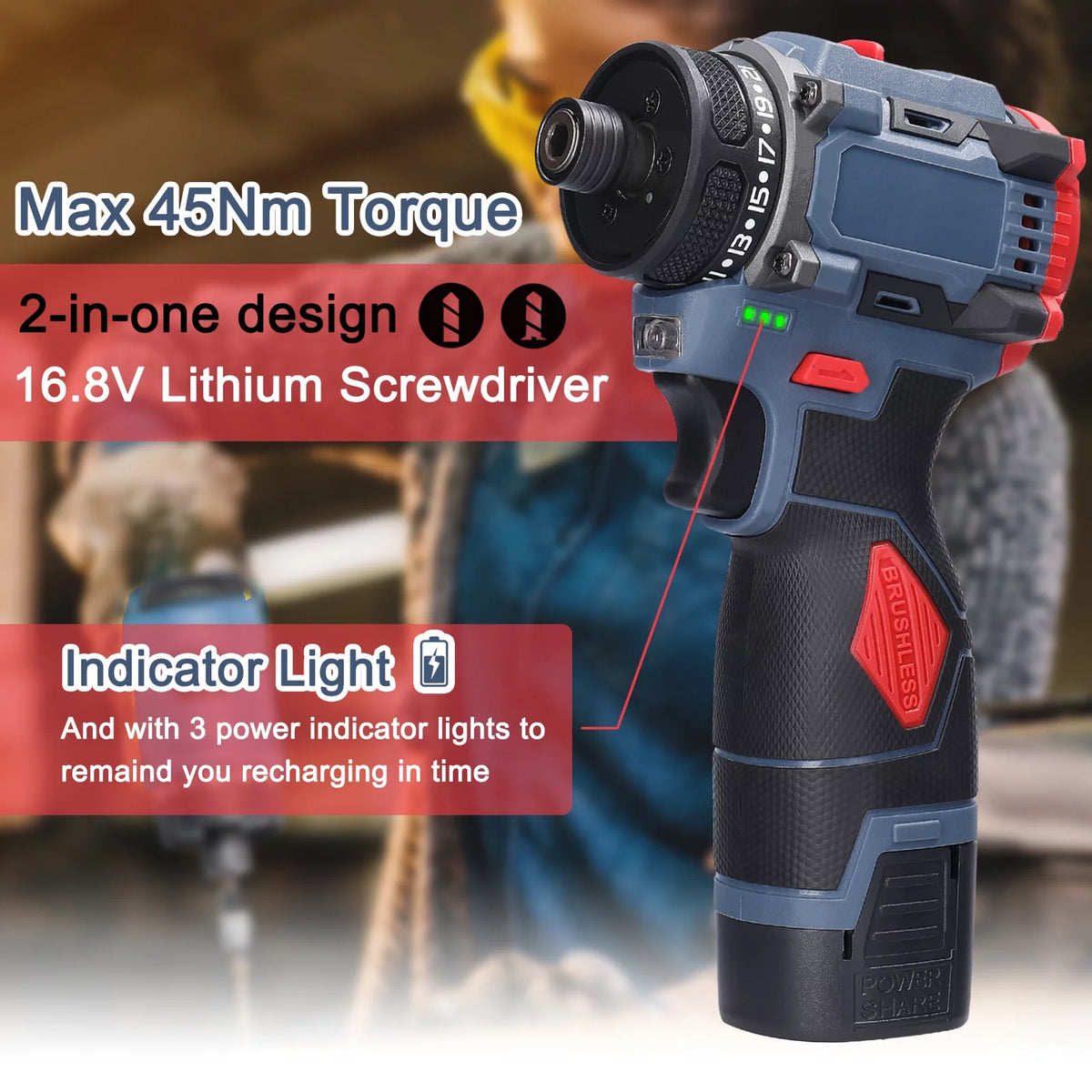 Electric Screwdriver 45Nm Torque 16.8V M5091