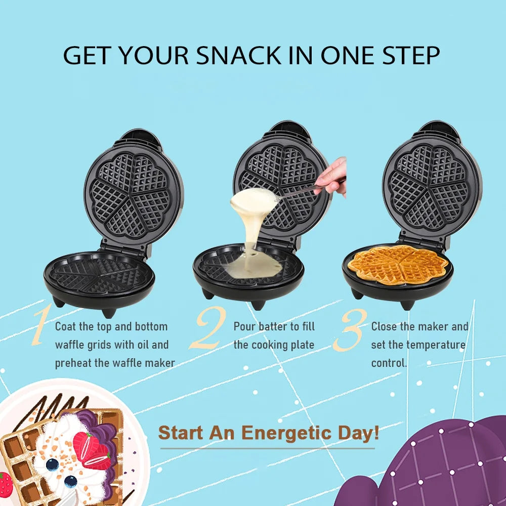 1000W Heart-Shaped Waffle Maker E586