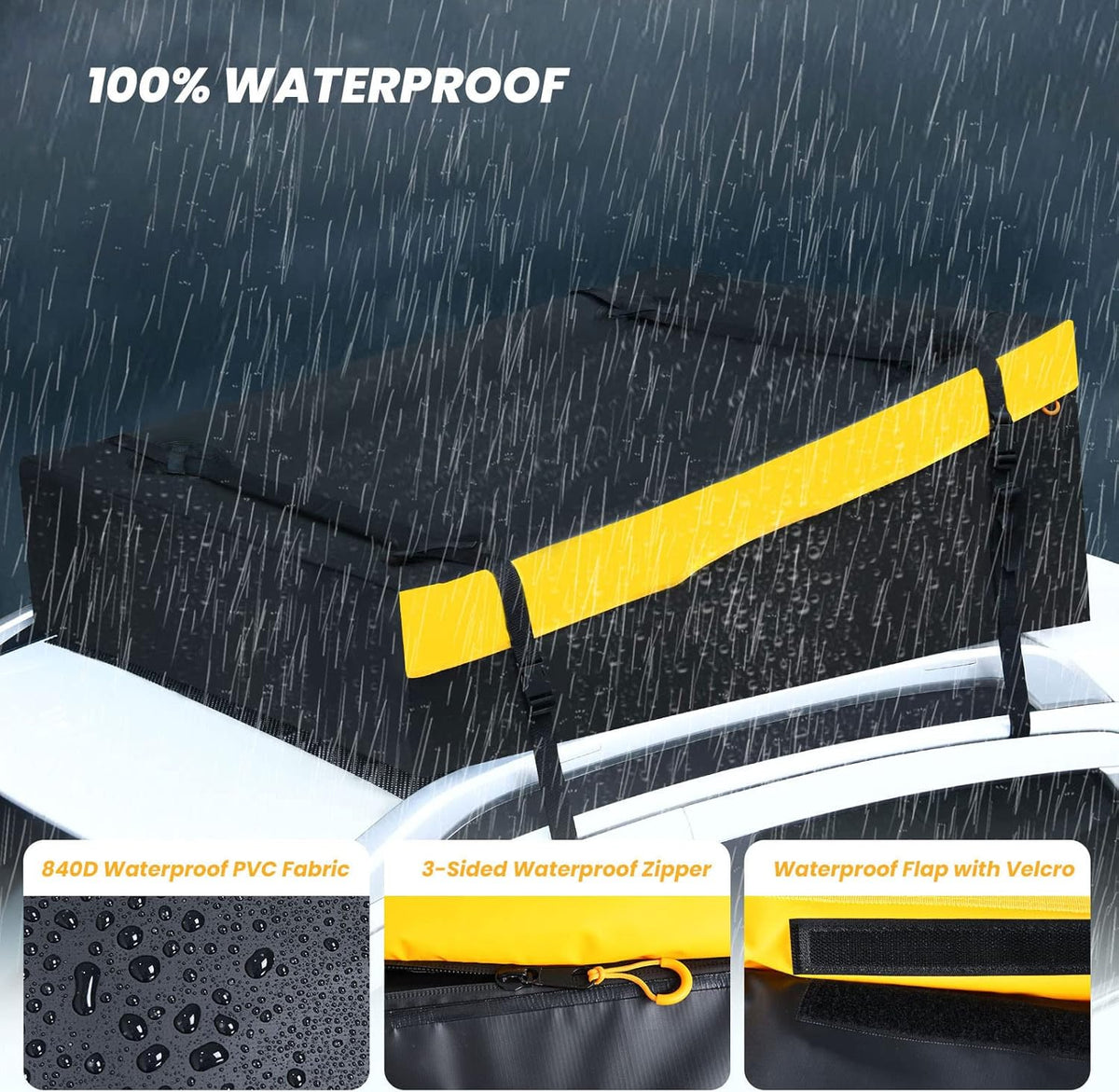 16 Cubic Ft Waterproof 840D PVC Car Roof Cargo Bag D320