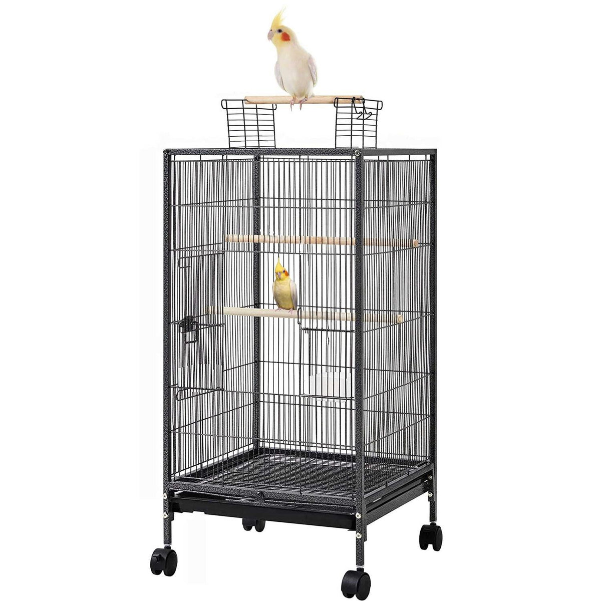 36-Inch Wrought Iron Open Play Top Bird Flight Cage with Rolling Stand F55570