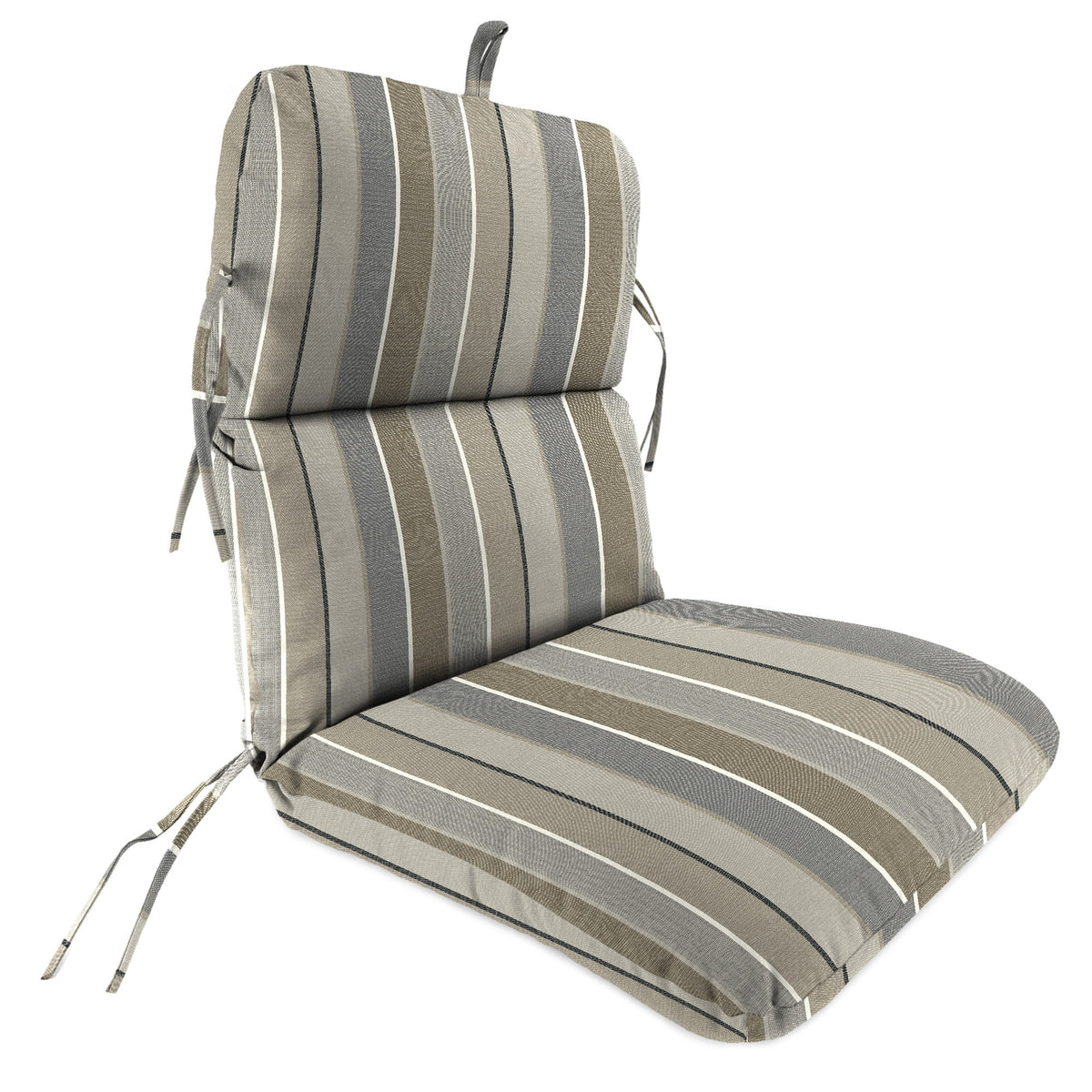 45" x 22" Char Gray Stripe Rectangular Outdoor Chair Cushion with Ties and Hanger Loop Q929436