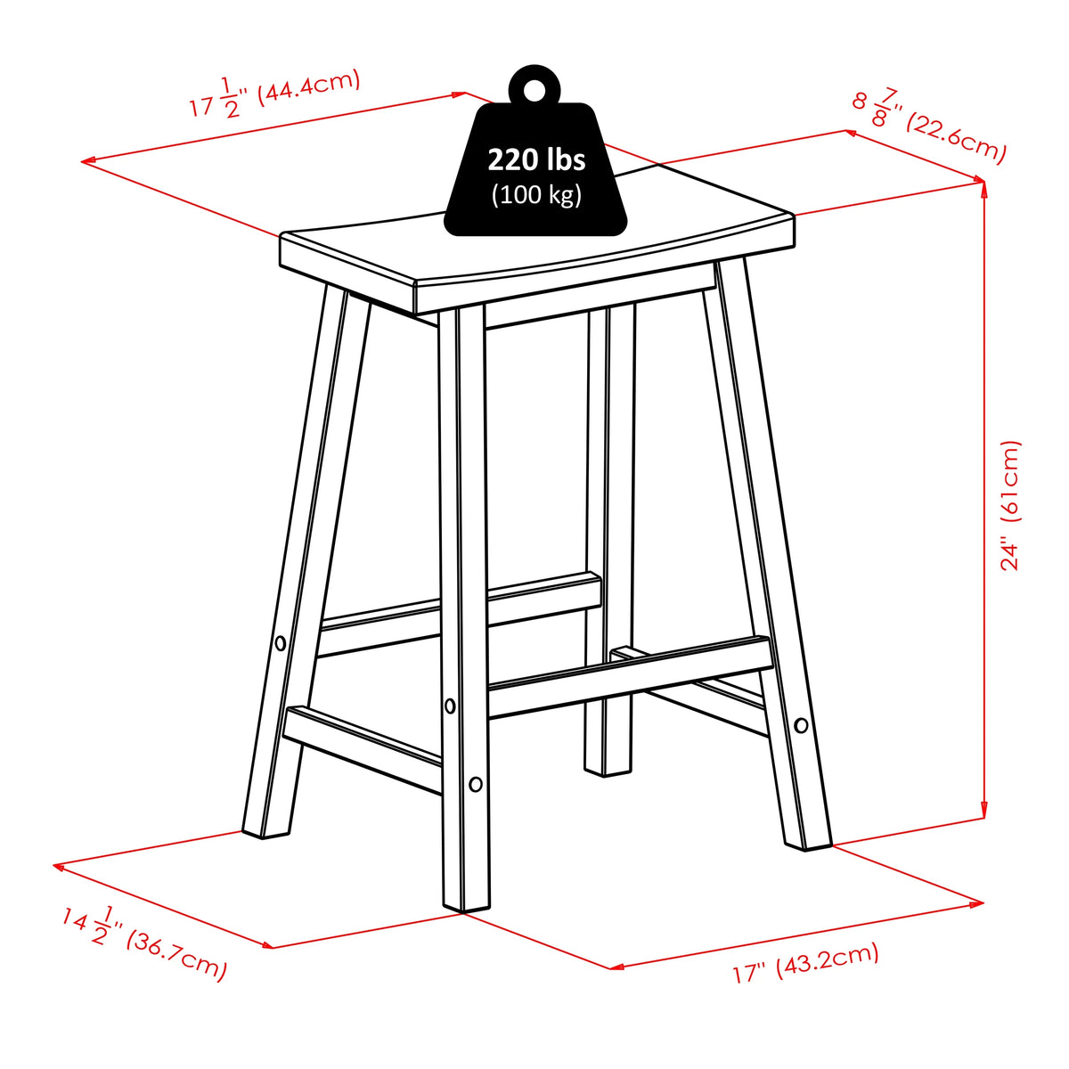Black 24" Counter Stool P4713