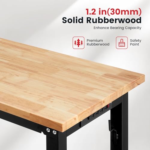 48 Inch Adjustable Height Rubberwood Workbench K833629