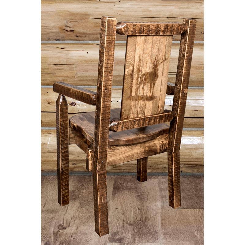 Captain's Chair with Laser Engraved Elk Design O46929