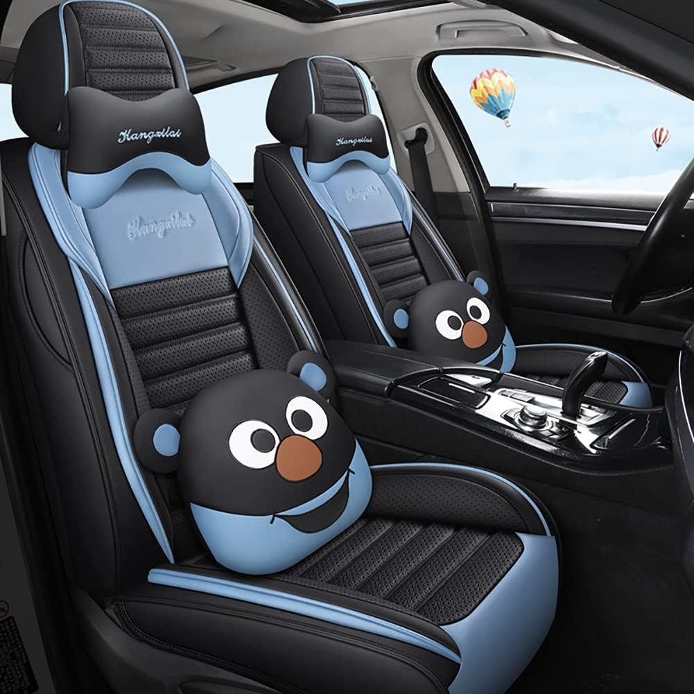 Cartoon Bears 5-Seater Full Leather Waterproof Car Seat Cover F354398