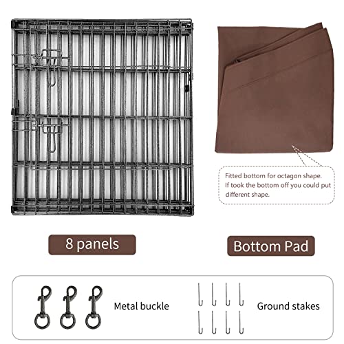 Foldable Metal Dog Playpen 8 Panels 24 Inch with Top Cover A856200