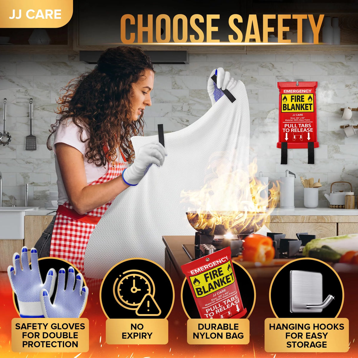 Fire Blanket 4 Packs with Hooks T108417