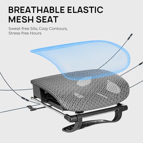 Grey and Black Mesh Ergonomic Office Chair with Footrest J347