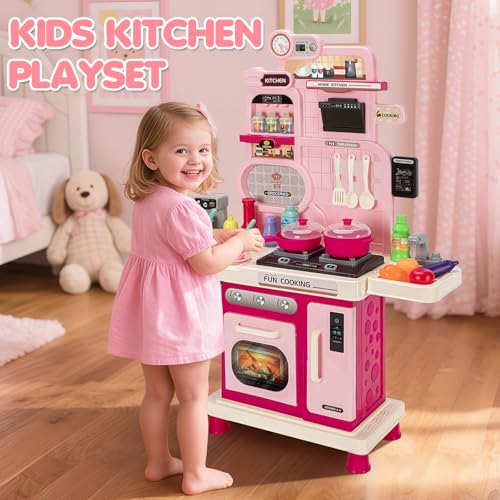 Kids Kitchen Playset with Sound & Light, Play Sink and Play Food C868065