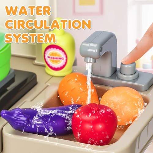 Kids Kitchen Playset with Sound & Light, Play Sink and Play Food C868065