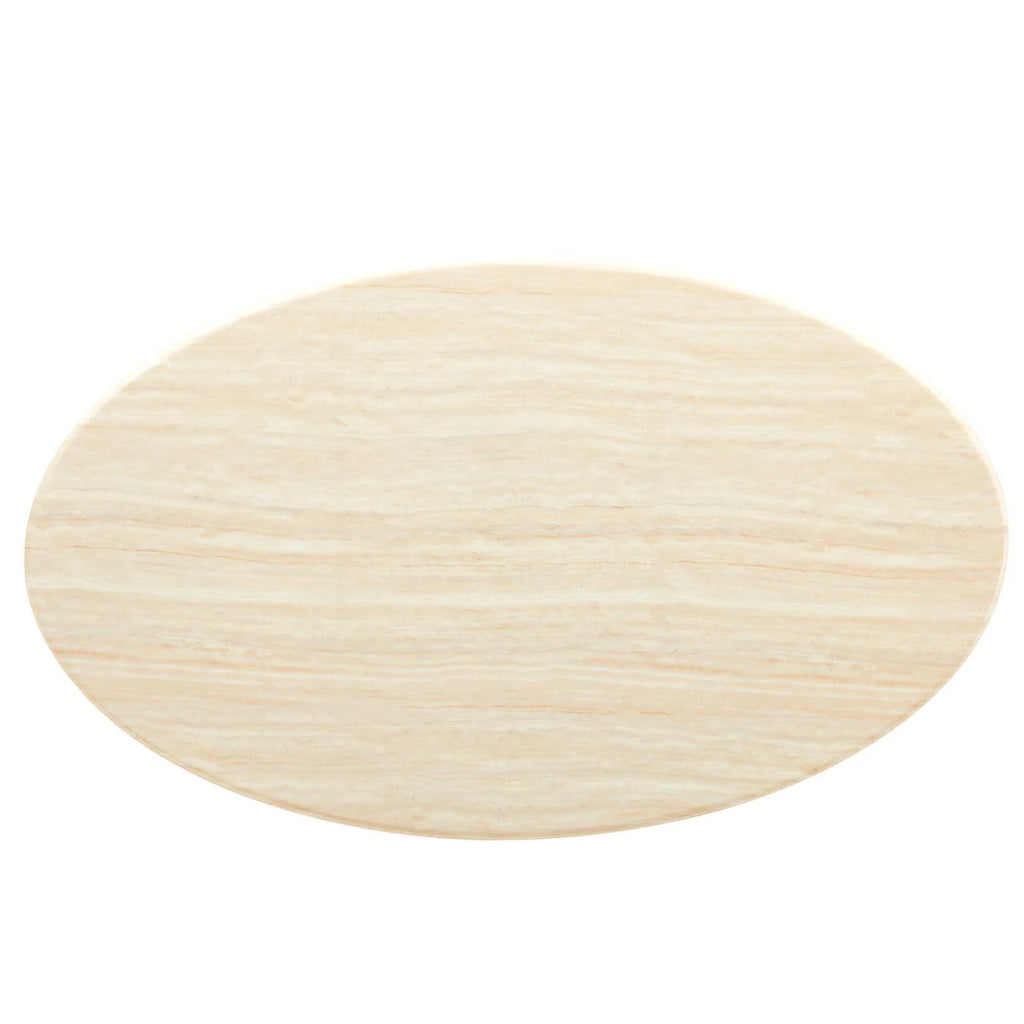 White Oval Artificial Travertine Dining Table Z665967