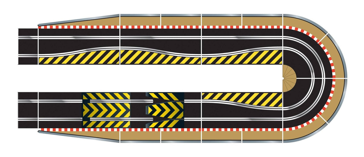 Track Extension Pack with Ramp Up and Ramp Down, 2 Hairpin Curves, 2x 1/4 Straight, 4 Side Y145