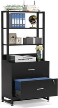 2 Drawer Lateral File Cabinet with Lock, Black B57029