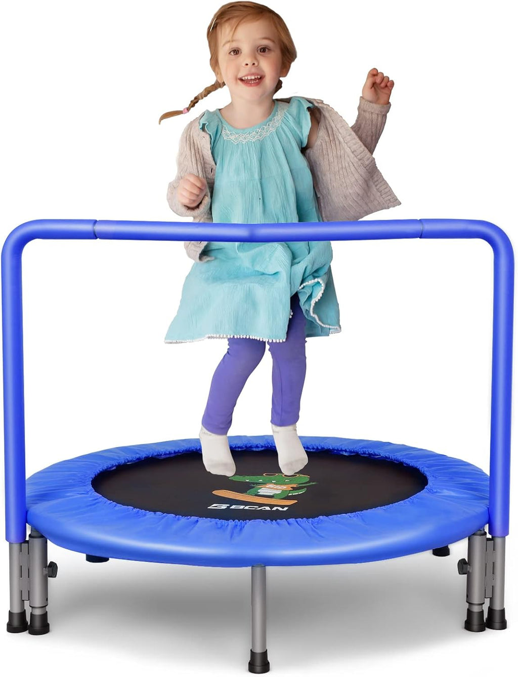 36'' Mini Folding Toddler Trampoline with Handle and Safety Padded Cover N57788