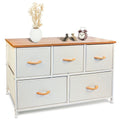 5 Drawers Wood Dresser with Fabric Drawers (Maple) G9104