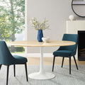 White Oval Artificial Travertine Dining Table Z665967