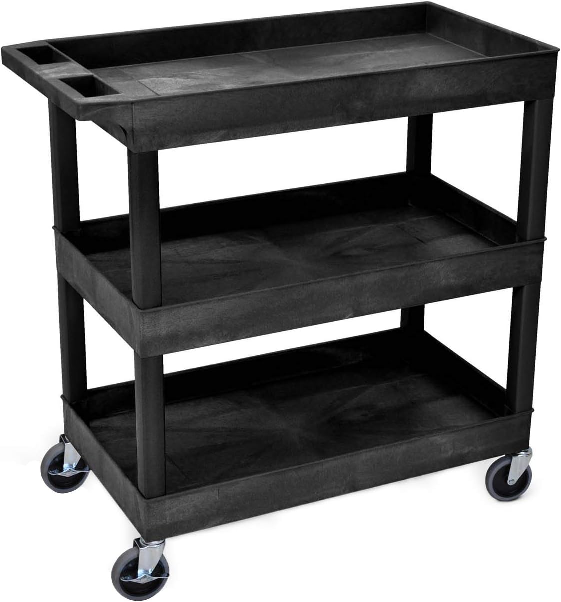 Black 3 Shelf Mobile Utility Tub Cart with Handle Y864