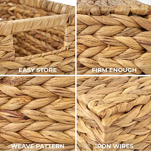 Set of 6 Natural Water Hyacinth Woven Storage Baskets with Built-in Handles V6628